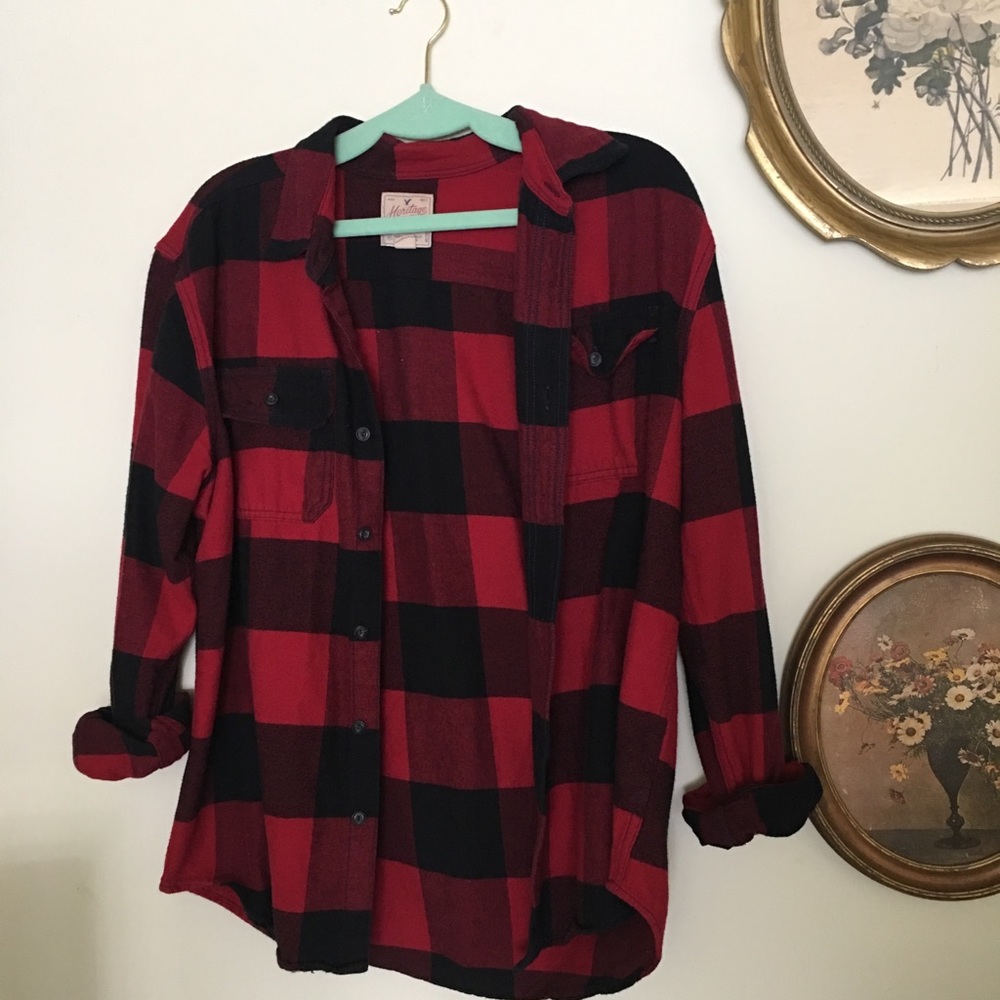 American eagle men’s red check flannel